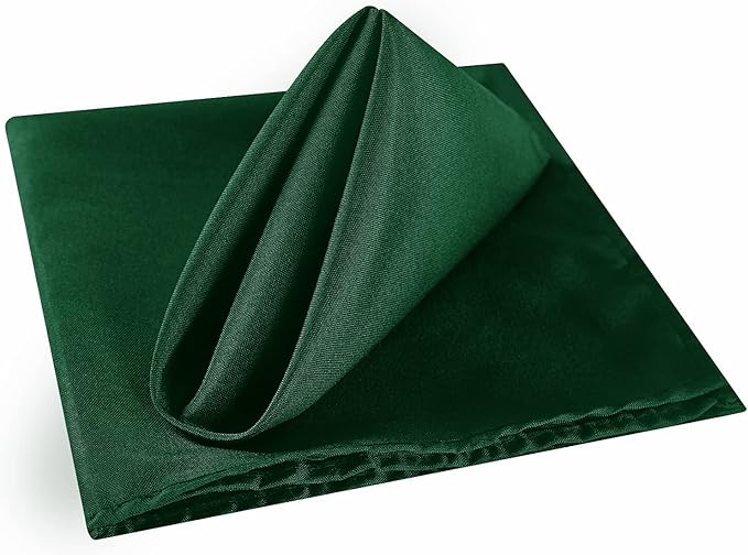 Cloth Napkins 17x17 inch Washable Polyester Dinner Napkins Soft Table Napkins for Wedding Party Dining Banquet(Hunter,12PCS)