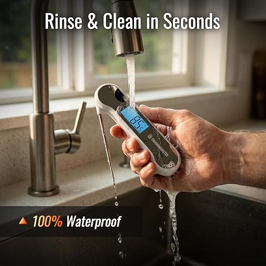0.5 Sec Instant Read Meat Thermometer Digital with ±0.5℉ Precision, Food Thermometer for Cooking Kitchen Gadgets, Oven Grill Candy BBQ Essentials Accessories, Gifts for Him Dad Men Birthday, White