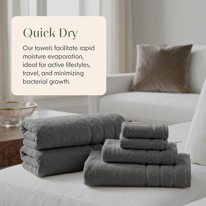 Springtree Home Luxury Turkish Cotton Bath Towels Set | 100% Turkish Cotton | Premium Bath Towels | Ultra Soft Thick Plush & Highly Absorbent | Luxury Hotel & Spa Bathroom Towels | Carbon