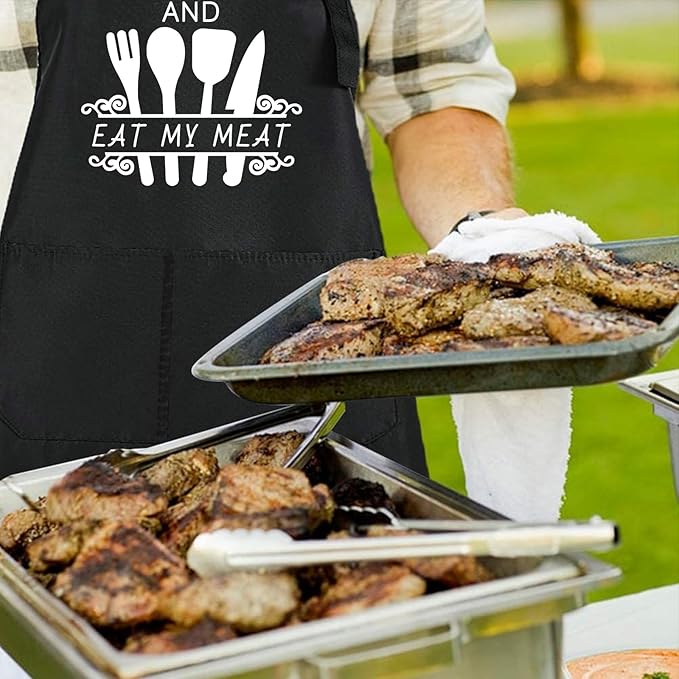 Rosoz Funny Grill Aprons For Men, Dad, Husband, Him - Aprons For Men With Pockets,Father's Day Gifts – BBQ Cooking Chef Apron