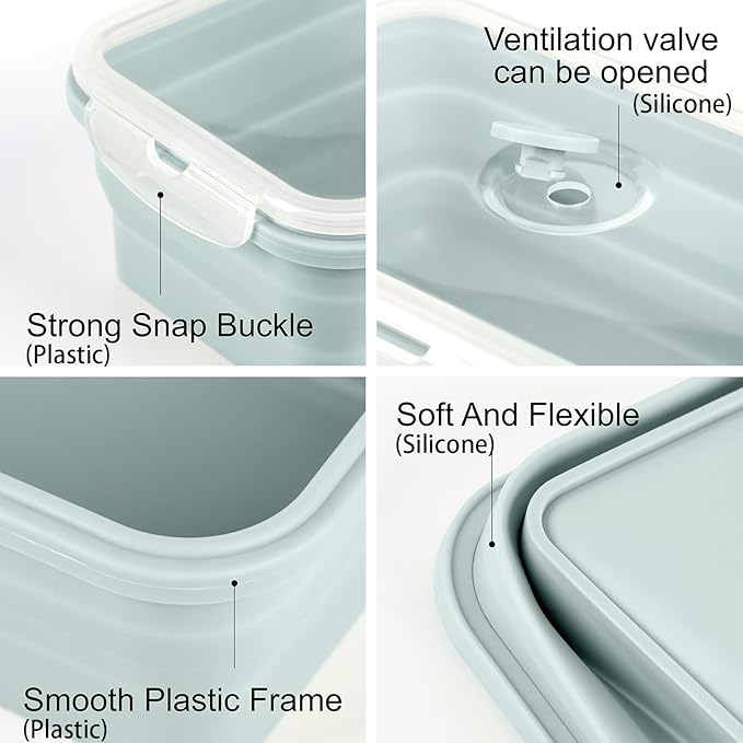 Extra Large Silicone Food Storage Containers with Lids, 4 Pack Set 68oz/2000ml Collapsible Meal Prep Lunch Containers with Airtight Lid & Ven, Microwave, Freezer and Dishwasher Safe