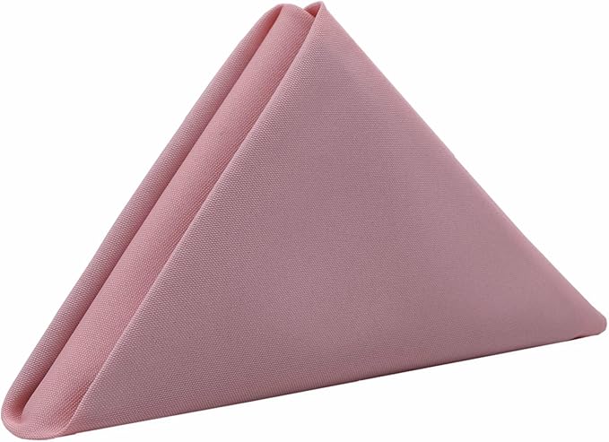 Your Chair Covers Cloth Polyester Napkins, 20 x 20 Inch, Washable Dinner Fabric Linen Napkins with Hemmed Edges for Restaurant, Wedding and Holiday Pack of 10 (Dusty Rose)