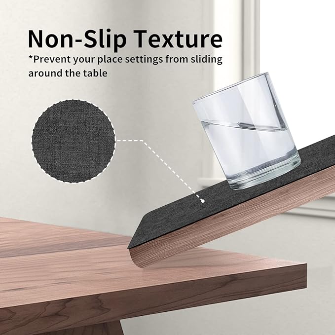 Maxpearl Faux Leather Placemats Set of 8 - Waterproof - Wipe Clean - Heat Resistant - Non Slip Dining Table Place Mats, Suitable for Indoor & Outdoor Use, 17’’x12’’, Black