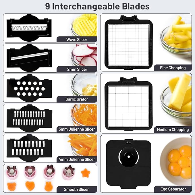 Veggie Chopper –13 in 1 Onion Chopper · Vegetable Chopper with Container · Pepper Chopper · Vegetable Slicer – Kitchen Gadget & Home Essentials (White & Black)