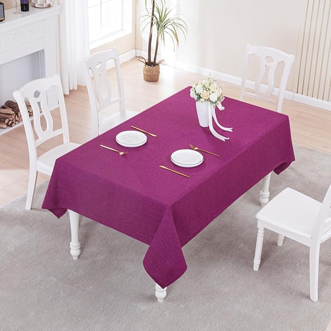 BALCONY & FALCON Rectangle Tablecloth Washable Wrinkle Resistant and Water Proof Table Cloth Decorative Linen Fabric Tablecloths for Dining Parties Kitchen Wedding and Outdoor Use (Purple, 55x70)