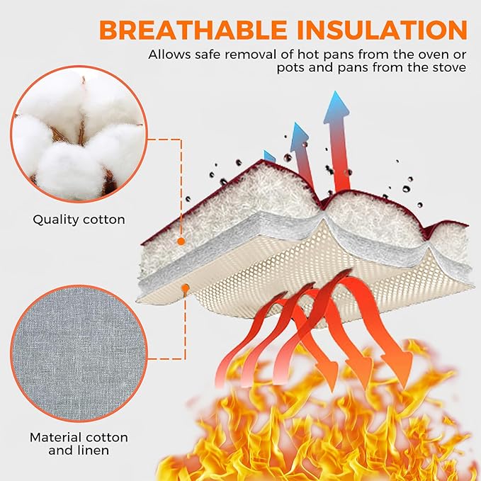 4PCS Oven Mitts and Pot Holders Sets 500°F Pot Holders for Kitchen Heat Resistant Oven Gloves Anti-Slip Silicone Stripe Oven Mitts Heat Resistant Hot Pads Oven Mits Potholders for Kitchens Khaki