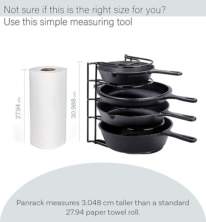 Cuisinel Heavy Duty Pots and Pans Organizer Rack - 12.2"-Inch Tall - 5 Tier Rack - Holds 50 LB - Cast Iron Skillets, Griddles, Shallow Cookware - Space Saving Kitchen Storage - No Assembly Required