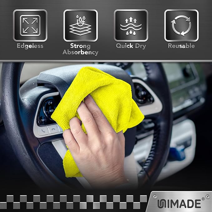 UNIMADE Microfiber Cleaning Cloth, 200PK Reusable Shop Rags Bulk Microfiber Cleansing Cloth Lint Free Cleaning-Towel for Car Kitchen Automotive Bar Mechanic Restaurant Garage,11.5"x11.5",Multicolor