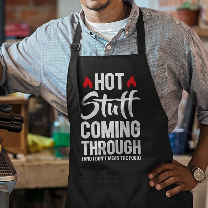SANDJEST Men's Aprons with Pockets - Funny Aprons for Men BBQ, Kitchen, Cooking - Gifts for Birthday, Birthday