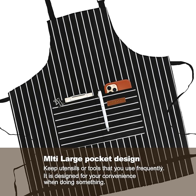 2-Pack Aprons for Women Men with Pockets, Adjustable Bib Kitchen Apron, Chef Aprons for Cooking Baking BBQ