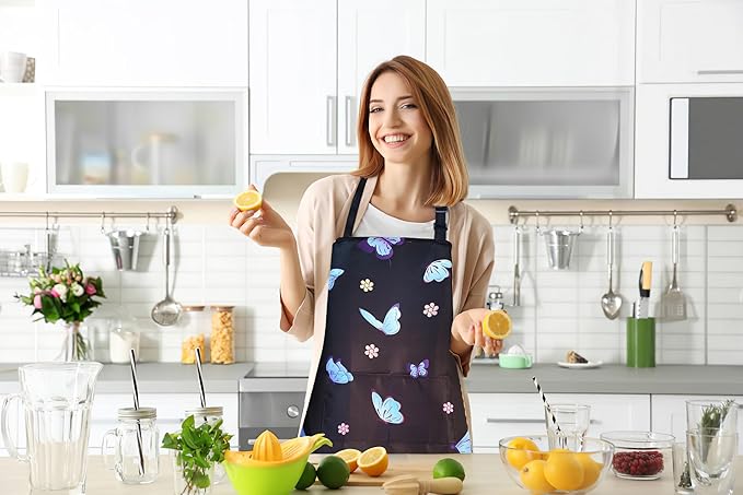 ZiQilin Adjustable Waterproof Kitchen Apron for Women with 2 Pockets Cooking Chef Apron Gardening Funny BBQ Aprons for Men