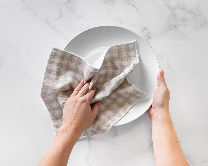 Martha Stewart Microfiber Cleaning Cloths, Ultra-Absorbent, Lint-Free Cleaning Towels for Home & Kitchen, Grey Gingham, 11 Inches, 24 Count