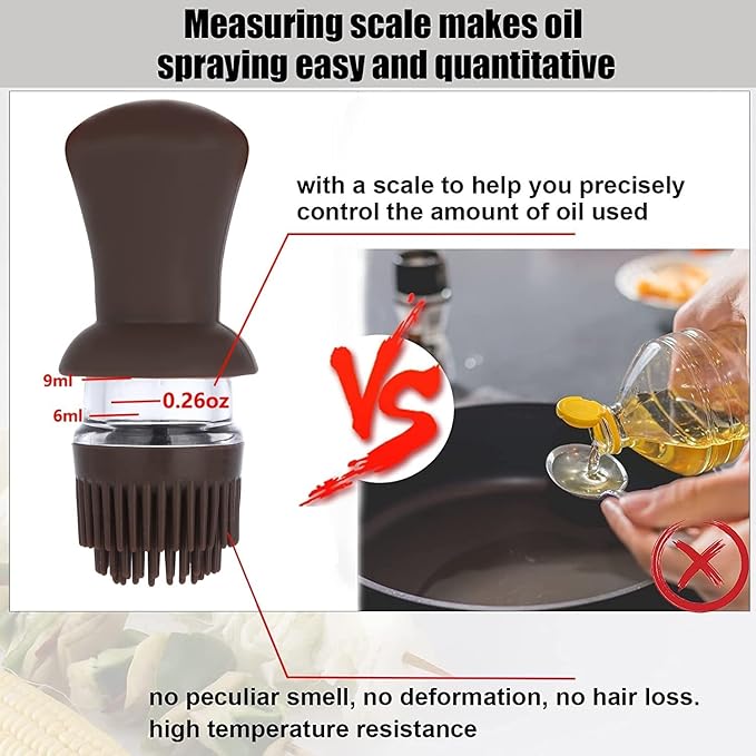 Glass Olive Oil Dispenser Bottle With Silicone Brush 3 In 1, Vinegar Soy Sauce Dispenser, Silicone Dropper Measuring Olive oil Sprayer Kitchen Gadgets for Cooking, Baking, BBQ Pancake, Air Fryer