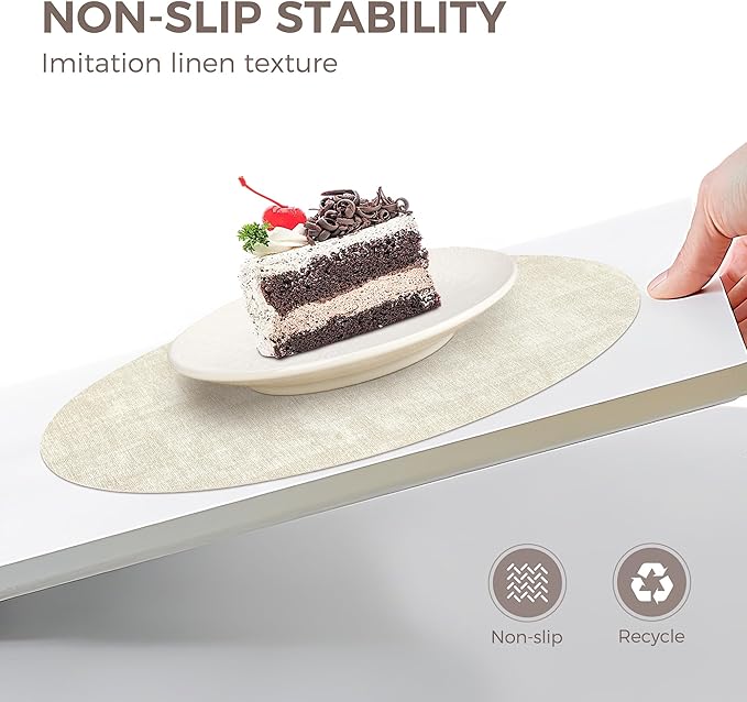13" Round Placemats Set of 6, NCUE Dual-Sided Faux Leather Heat Resistant Table Mats, Waterproof Oilproof Washable Protective Table Placemats with Coaster, Wipeable Vinyl for Indoor & Outdoor Use