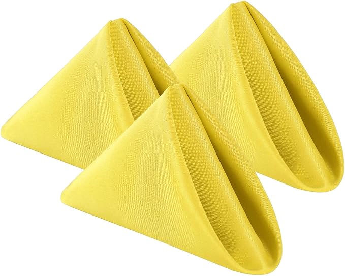 Bailarina Cloth Napkins Set of 80,17x17 inches Dinner Napkins Cloth Washable,Polyester Square Table Cloth Napkin Bulk with Hemmed Edges Ideal for Banquets, Parties and Weddings-Yellow