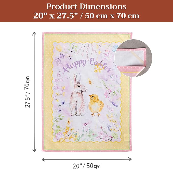 Maison d' Hermine Kitchen Towels Set of 3 100% Cotton 27.50" x 20" Reusable Cloth Tea Dish Towels Absorbent with Hanging Loop for Kitchen Gifts for Mothers Day Spring/Summer (Easter Zest)