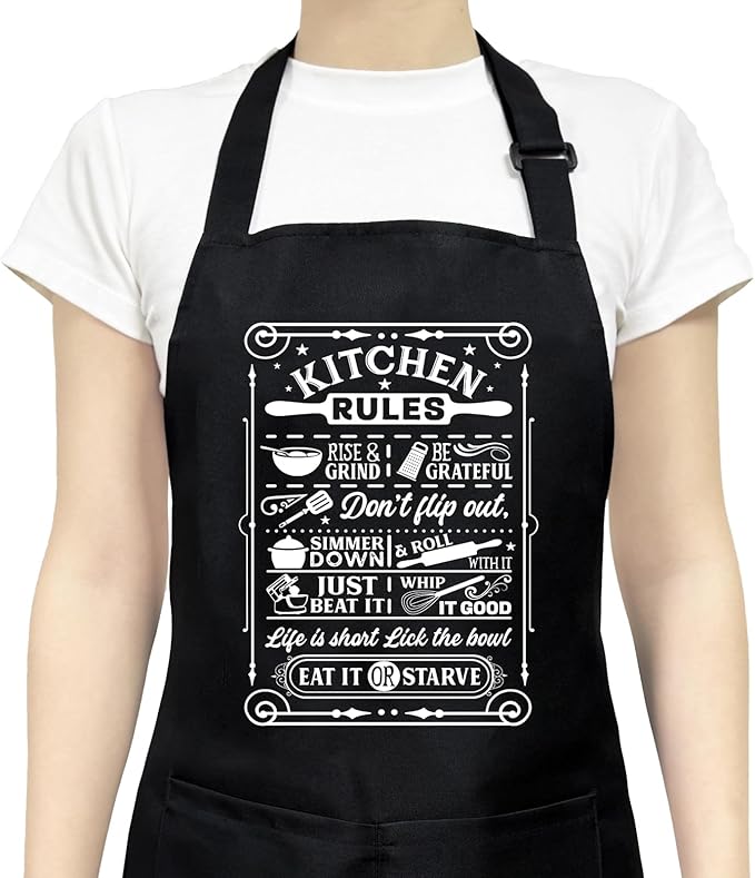 Funny Aprons for Women with Pockets, Cute Cooking Baking Kitchen Aprons for Mom Chef, Gifts for Birthday Christmas