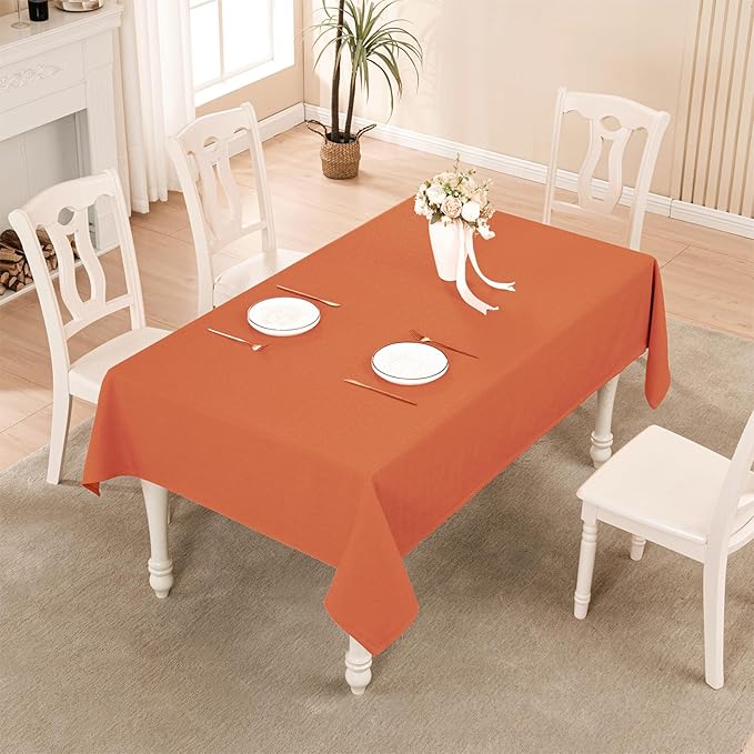 BALCONY & FALCON Rectangle Tablecloth Washable Wrinkle Resistant and Water Proof Table Cloth Decorative Linen Fabric Tablecloths for Dining Parties Kitchen Wedding and Outdoor Use (Cinnamon, 55x70)