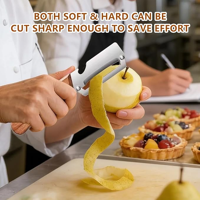 2026 New Multi-Functional Vegetable Peeler for Kitchen, Ultra-Sharp Stainless Steel Blade with Wooden Handle and Bottle Opener, For Vegetables or Fruits that Need to Be Peeled (2 Pcs)
