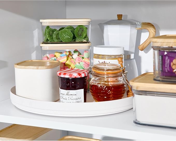 iDesign Recycled Plastic Lazy Susan Turntable Organizer, The Rosanna Pansino Collection – 14.9” L x 14.85” W x 1.6” H, Coconut