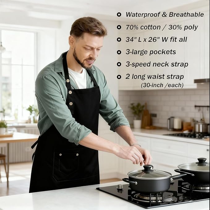 MORNITE Art Aprons for Painting Pottery Ceramics, Mens Women Kitchen Cooking Aprons Waterproof Green