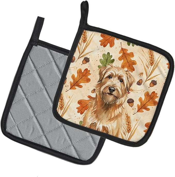 Caroline's Treasures Tawny Briard Heirloom Fall Pair of Pot Holders Pair 7.5x7.5 Quilted Insulated Hot Pads Decorative Kitchen Gift Made in USA