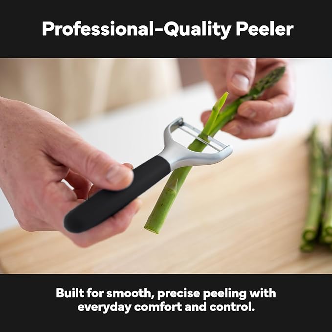 Misen Stainless Steel Vegetable Peeler - Dishwasher Safe Y Peeler - Easy to Use with Potatoes, Cabbage, Carrots, and More - Progessional Grade Kitchen Tool - Black