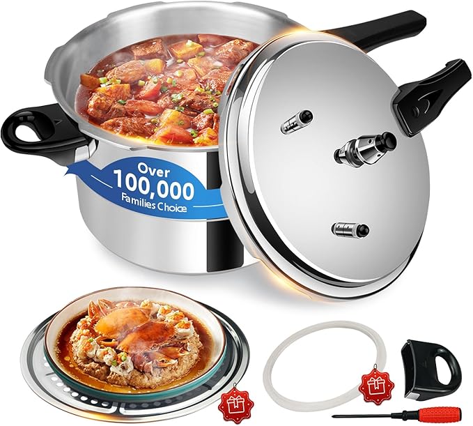pressure cooker 6 qt Aluminum Pressure Cooker, All Stovetops Induction Compatible Thickened Pressure Cooker with Spring ollas de presión para cocinar 6+ quart