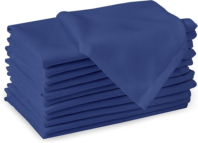 Encasa XO Cobalt Blue Cloth Napkins Set of 6, 17"x17" | Solid Color Cotton Dinner Napkins | Washable & Reusable Wedding Napkins for Holiday Dinners, Party, & Everyday Table Decor