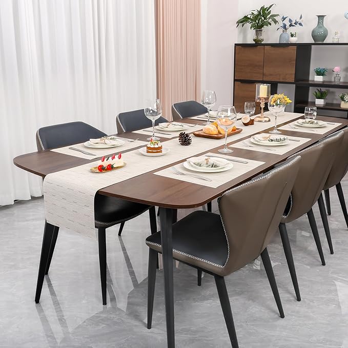 Myir JUN Placemats Set of 6, Vinyl Woven Placemats Place Mats Indoor Washable Table Mats Non-Slip Place mats for Dining Table (B-Off White, Set of 6)