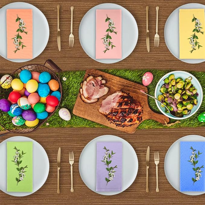 Cloth Napkins Set of 6, 18 x 18 Inches,Vibrant Spring Colors,100% Cotton Napkins for Dinner, Easter Table Decorations,Soft,Thick,Easy to Fold.(6 Colors)