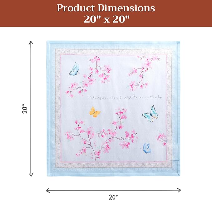 Maison d' Hermine Cloth Napkins Set of 4 100% Cotton Everyday Reusable Square Napkins Cloth Washable Dinner Wedding Restaurant Gifts for Mothers Day Spring/Summer (Blossoms in Spring, 20" x 20")