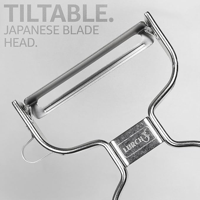 Lurch Universal Stainless Steel Peeler - Stainless Steel Blade with Japanese Technology, Movable Blade Head for Effortless Peeling, Ergonomic Handle for Secure Grip, Ideal for Fruit & Vegetables