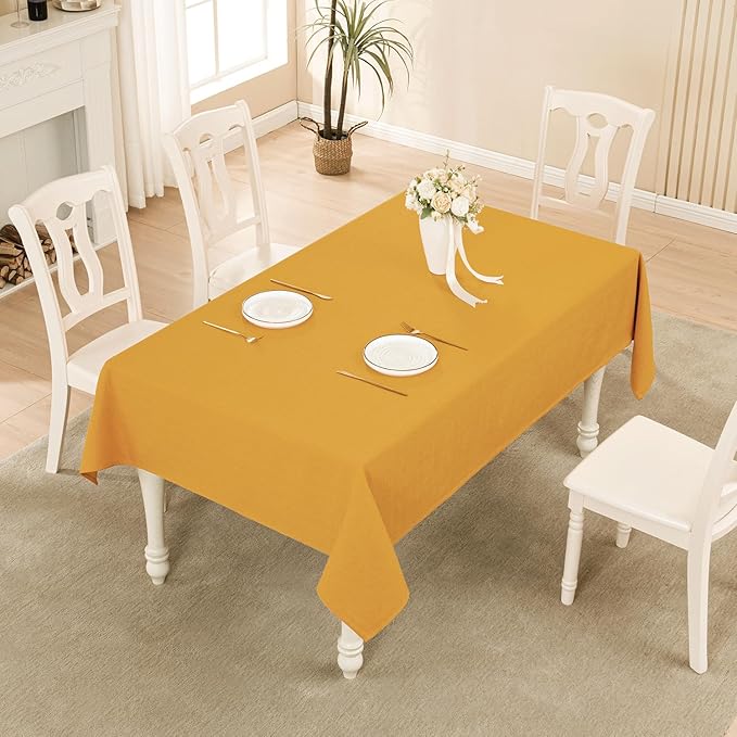BALCONY & FALCON Rectangle Tablecloth Washable Wrinkle Resistant and Water Proof Table Cloth Decorative Linen Fabric Tablecloths for Dining Parties Kitchen Wedding and Outdoor Use (Gold Orange, 55x70)