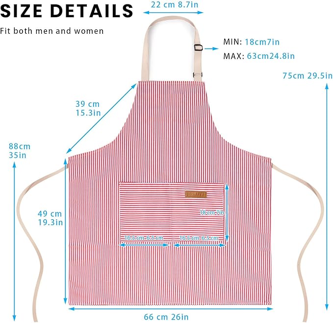 BeLuyi Adjustable Bib Apron with 2 Pockets Chef Cooking Kitchen Restaurant Aprons for Women Men