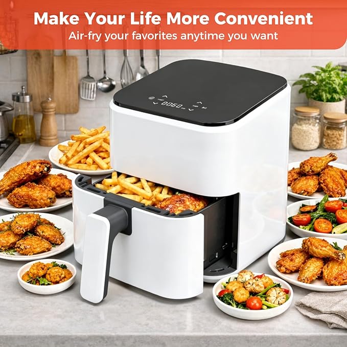 NEWBULIG Air Fryer, Compact Digital 3 Qt Airfryer with Nonstick Plate & Dishwasher Safe Basket, Quick Easy Meals, Features Auto Shutoff and Simple Touchscreen, Ideal for Small Spaces