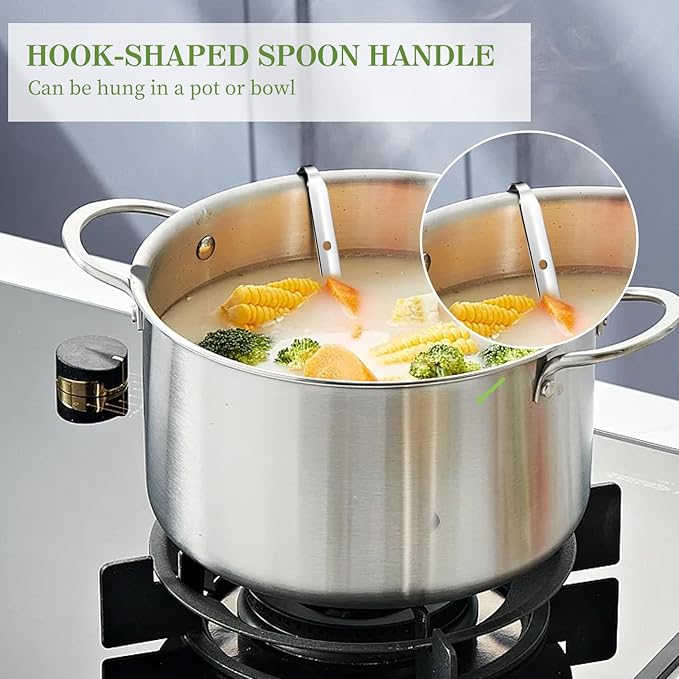 8 PCS Stainless Steel Ladle Soup Handle Ladle with Pouring Rim for Kitchen Cooking Soup Sauce (1 oz)