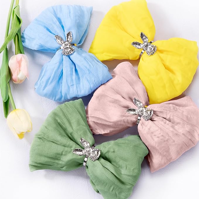 DeZerlor 20 Pack Easter Cheesecloth Napkins Easter Cloth Napkins Set of 20 Boho Cotton Gauze Napkins Bulk 21x21 Inches for Weddings Bridal Baby Shower Birthday Parties Spring Decor