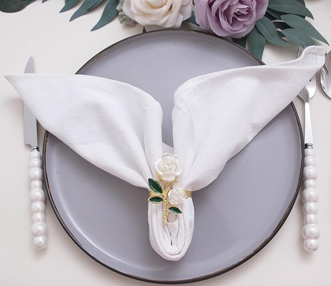 Cotton Fall Cloth Napkins Set of 12, 16’’x16’’, Dinner Cloth Napkins Washable Bulk with Hemmed Edges, for Hotel Restaurant, Wedding, Thanksgiving (White)