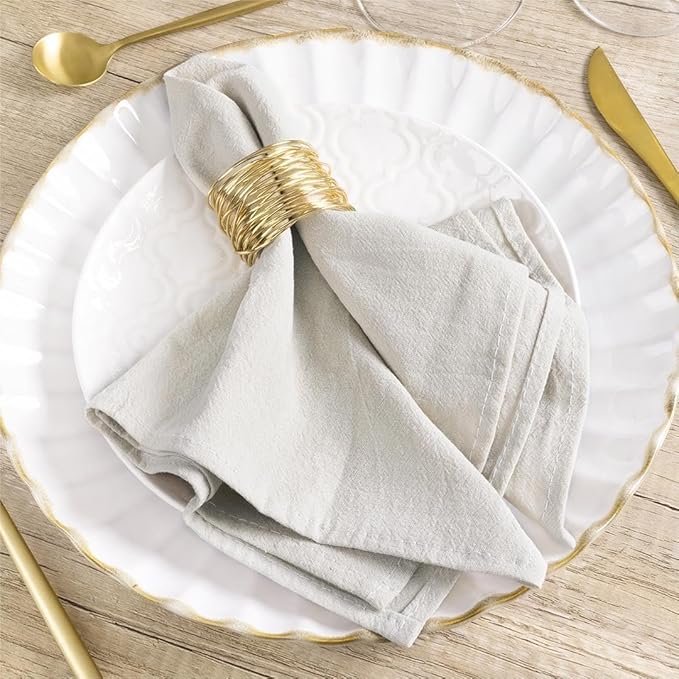 MLMW Linen Cloth Napkins Set of 6 Boho Natural Spring Easter Napkins Cloth Washable Bulk Dinner Napkins 16"×16" for Rustic Wedding Party Baby Bridal Shower Birthday Table Decor