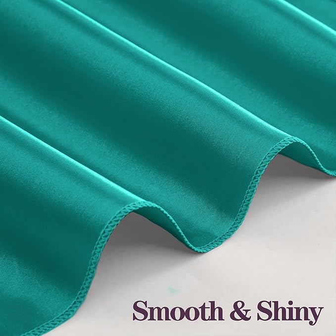 RUDONG M 100 Pcs Teal Satin Napkins and Napkin Rings Set, 17 x 17 Inch Square Cloth Napkins Set of 50, Silky Soft Table Napkins Bulk for Weddings, Banquet, Parties Dinner Decoration
