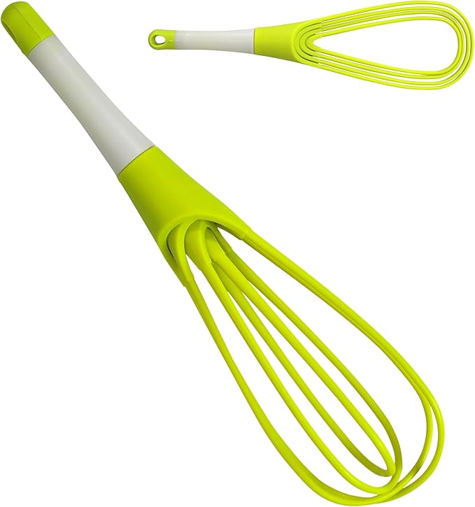Iconikal 12-Inch Collapsible 2-In-1 Balloon/Flat Whisk, Green
