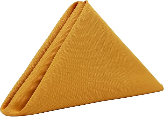 Your Chair Covers Cloth Polyester Napkins, 20 x 20 Inch, Washable Dinner Fabric Linen Napkins with Hemmed Edges for Restaurant, Wedding and Holiday Pack of 10 (Gold)