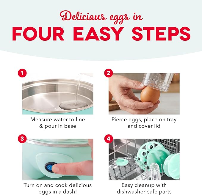 Dash Deluxe Egg Cooker - Boiler, Poacher & Steamer - Includes Measuring & Recipe Guide - Dishwasher Safe - BPA Free - Holds 12 Eggs, Black