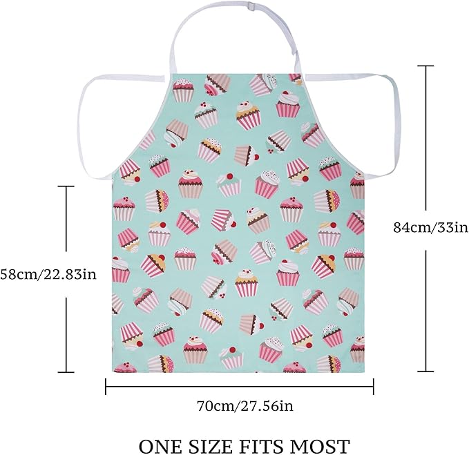 RosieLily Cute Cupcake Apron for Women & Girls - Blue Kitchen Apron for Cooking, Baking, Gardening & Grilling - Gift for Baker