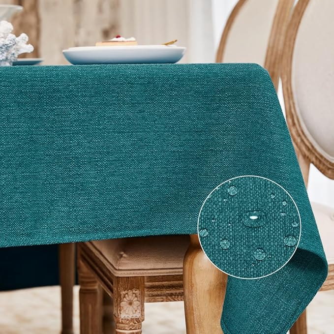 BALCONY & FALCON Rectangle Tablecloth Washable Wrinkle Resistant and Water Proof Table Cloth Decorative Linen Fabric Tablecloths for Dining Parties Kitchen Wedding and Outdoor Use (Teal, 55x70)