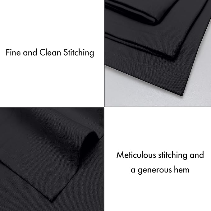 Ruvanti Cloth Napkins Set of 12, 100% Cotton High GSM 18x18 Inches Soft, Washable, Highly Durable & Absorbent, Perfect for Parties, Christmas, Thanksgiving Dinners – Black Beauty