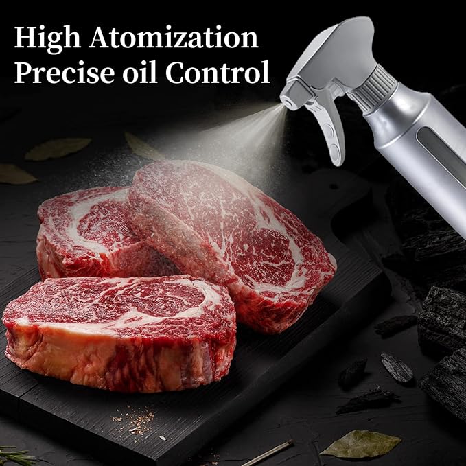 Oil Sprayer for Cooking,ABS Plastic Olive Oil Mister for Air Fryer Frosted Gray Nozzel Oil Dispenser Bottles Fat Reduction Glass Oil Control Spray Pot 6.35oz/180ml Capacity