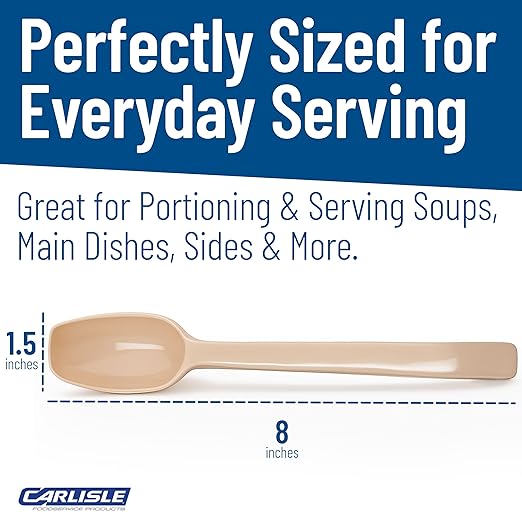 Carlisle FoodService Products Plastic Solid Spoon, 9 Inches, Beige, (Pack of 12)