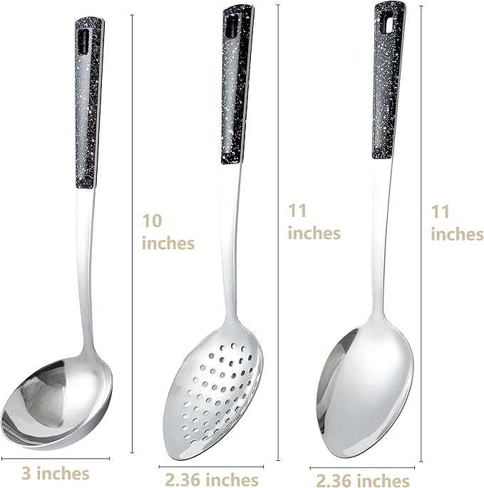 Stainless Steel Serving Spoons Set with Slotted Spoon, Serving Spoon and Perforated Spoons, soup ladle,kitchen cooking utensils set